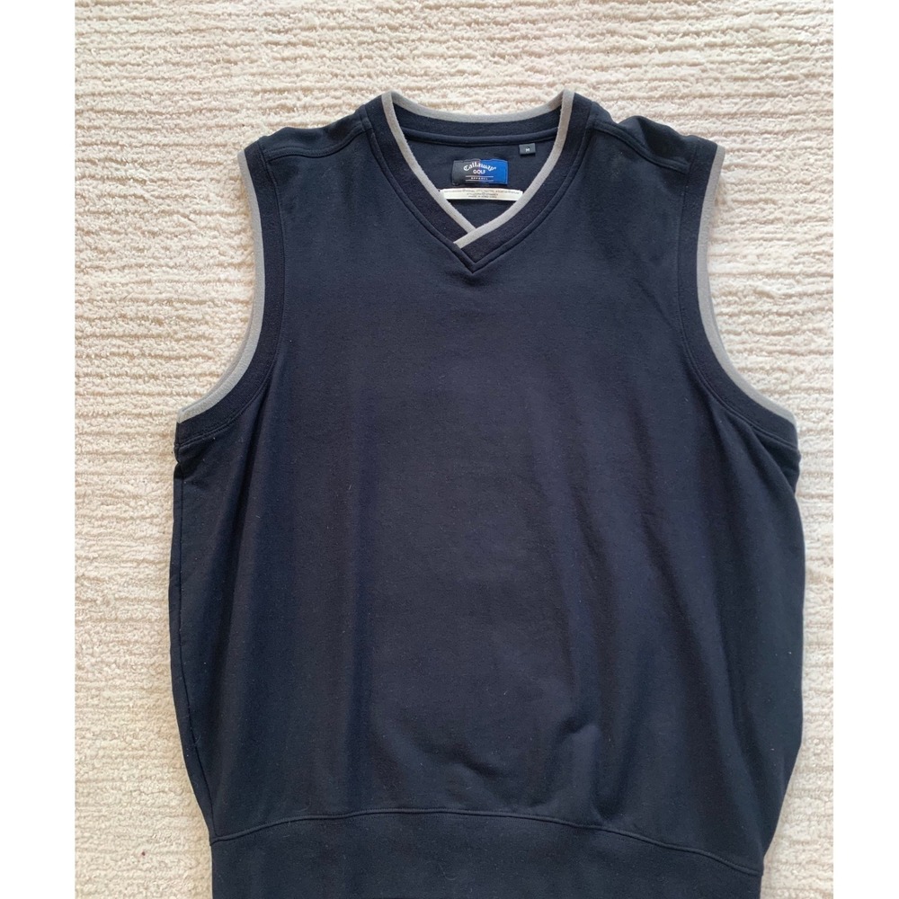 Callaway Golf Apparel Mens V Neck Sleeveless Vest Black‎ With Grey Trim Size M